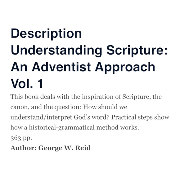 Book Understanding Scripture An Adventist Approach Biblical Research Vol. 1 - Picture 8 of 8